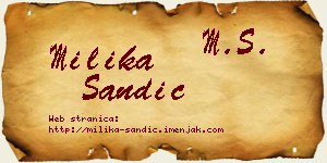Milika Sandić vizit kartica